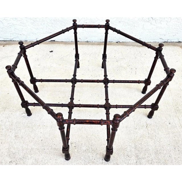 Baker Furniture Company Vintage Baker Style Tortoise Shell Faux Bamboo & Glass Coffee Table For Sale - Image 4 of 12