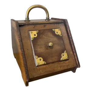 Antique English Oak and Brass Coal Scuttle