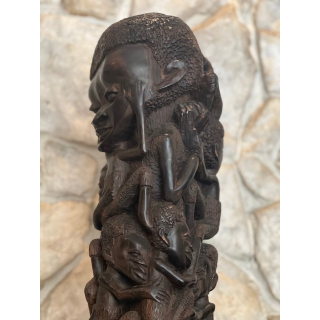 1970s Mid-20th Century Large African Blackwood Makonde "Tree of Life" Ujamaa Sculpture – 45"h For Sale - Image 5 of 16