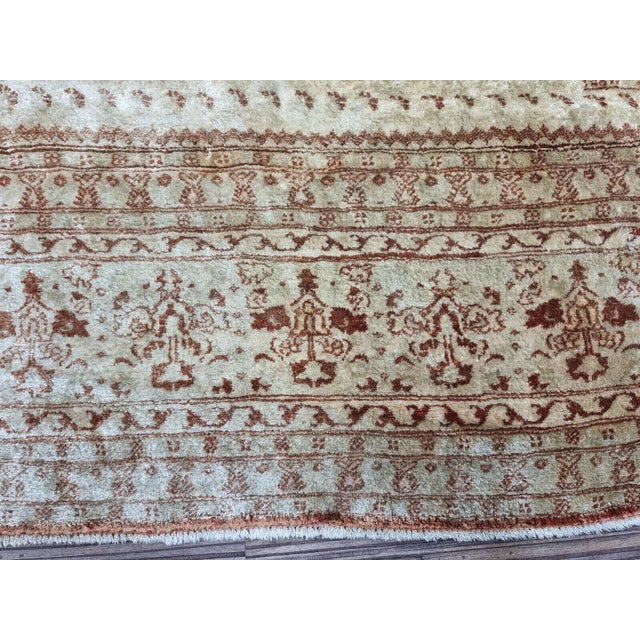 Handmade Antique Persian Style Tabriz Prayer Silk Rug 4' X 5.2', 1900s For Sale - Image 9 of 11