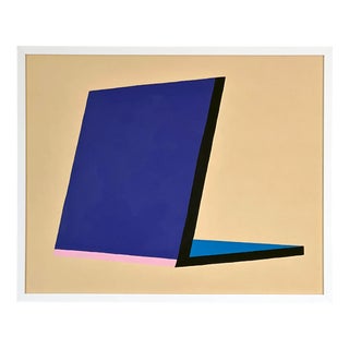 Amanda Andersen, Brutalist Blue Tablet, 2023, Gouache on Raw Tan Paper For Sale