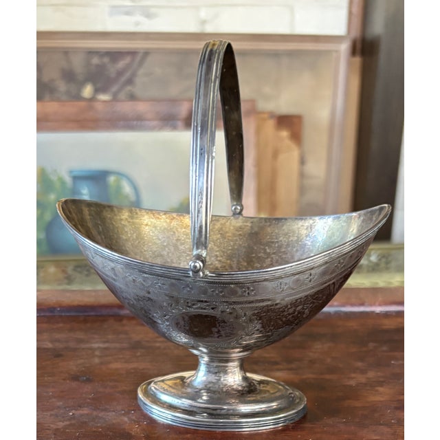 Metal Antique English Silver Plate Swing Handle Sugar Baskets - Collected Pair” Circia 1900” For Sale - Image 7 of 15