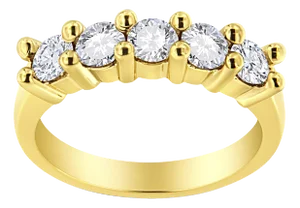 14K Yellow Gold Plated .925 Sterling Silver 1.0 Cttw Shared Prong-set Round Diamond 5 Stone Band Ring (J-K Color, I1-I2 Clarity) - Size 8