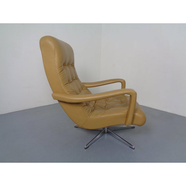 Set of Leather Swivel Easy Chair and Ottoman, Switzerland, 1960s For Sale - Image 11 of 18