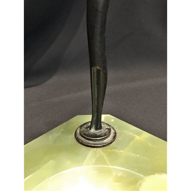 1920s Art Deco Bronze and Green Agate Figural Ashtray, Circa 1920s For Sale - Image 5 of 8