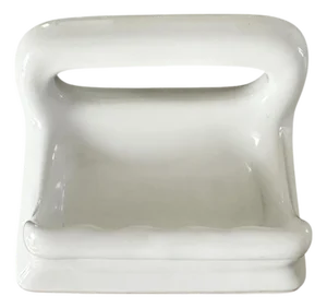Mid 20th Century White Porcelain Ceramic Tiled in Shower / Bathtub Soap Dish Niche