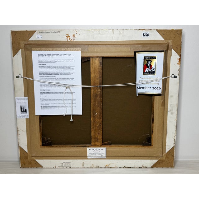 War of 1812 Marine Sea Battle Oil Painting — Old Ironsides Uss Constitution Captures HMS Cyane & HMS Levant, English School c.1830 Framed For Sale - Image 17 of 18