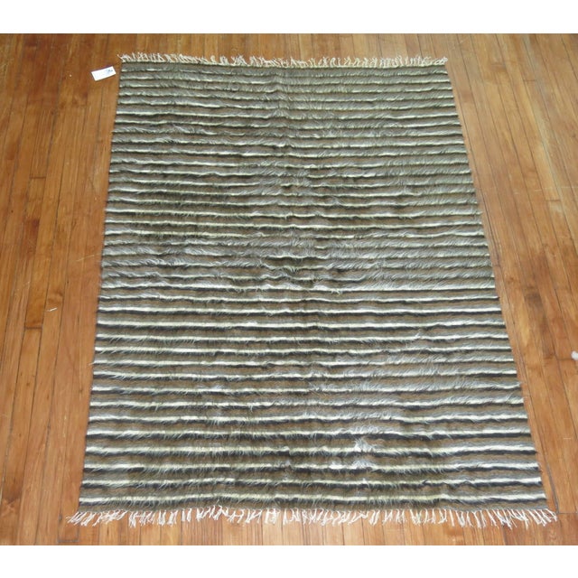 Mid-Century Modern Early 21st Century Mohair Angora Turkish Rug - 4'6" x 6'4" For Sale - Image 3 of 6