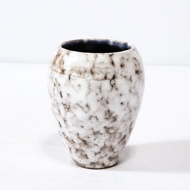 Mid-Century Modernist White and Earth Toned Ceramic Vase For Sale - Image 4 of 10