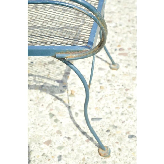 Metal Mid 20th Century Wrought Iron Pierced Rose Garden Patio Dining Chair For Sale - Image 7 of 12