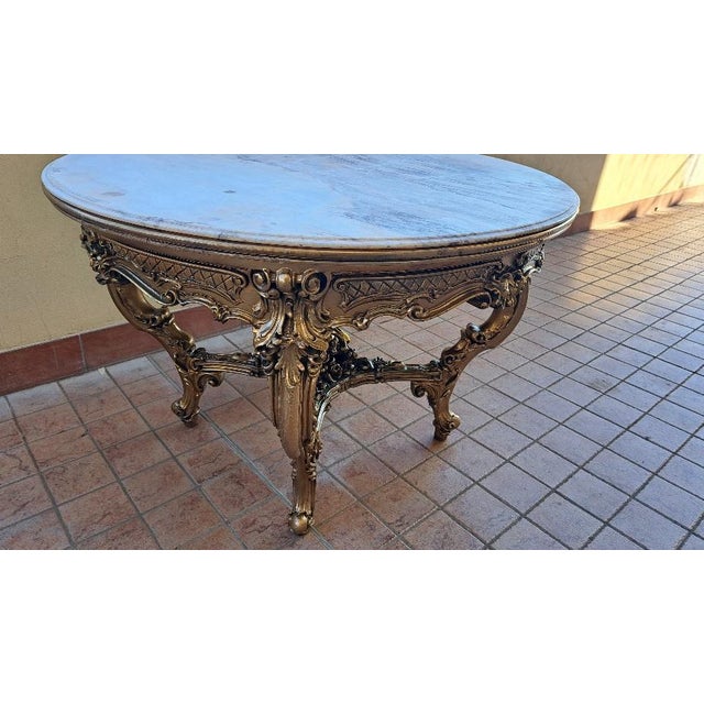 Stone Round Table with Pink Marble Top, 1970s For Sale - Image 7 of 7