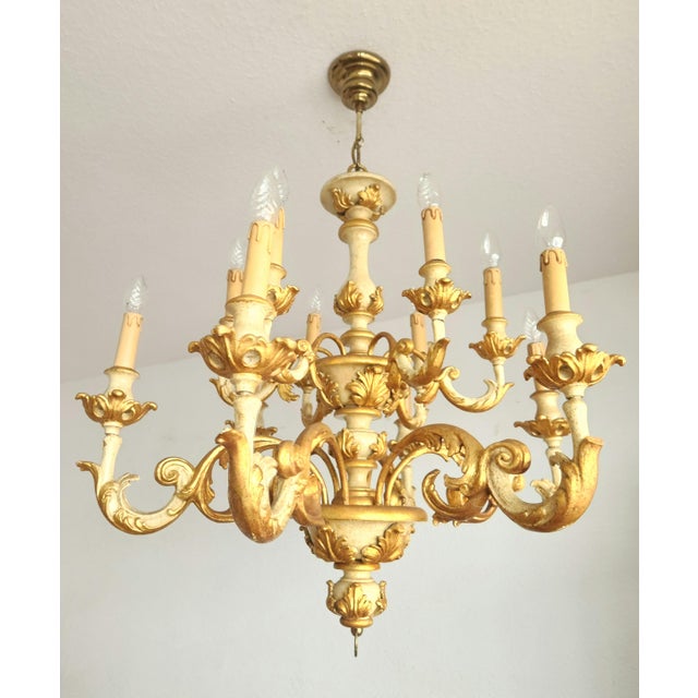 Vintage Florentine Chandelier with Gold Leaf, 1930s For Sale - Image 4 of 18