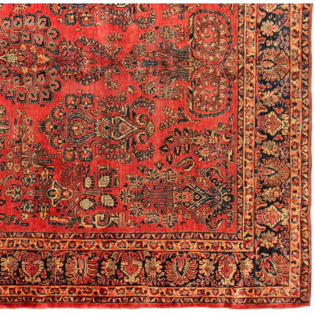1920s Vintage Persian Sarouk Oriental Rug, in Room Size, with Intricate Floral Design For Sale - Image 5 of 7