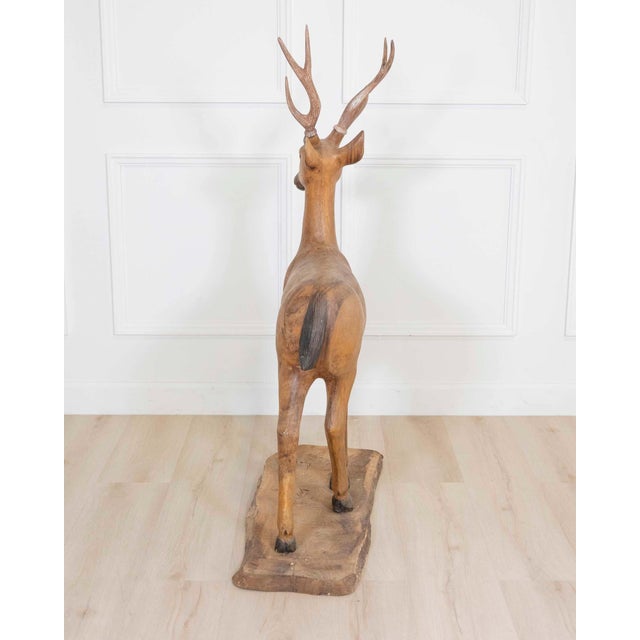 Italian 20th Century Life-Size Walnut Deer Sculpture For Sale - Image 11 of 12