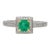 0.61 Carat Emerald & Diamond Square Shape Ring in 14k White Gold Size 6.5 For Sale