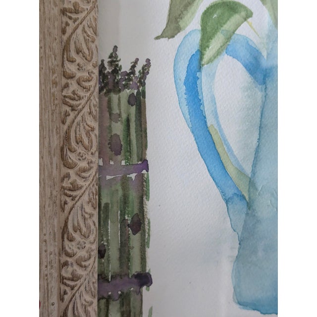 Blue Original Still Life Botanical Watercolor Painting Framed For Sale - Image 8 of 15