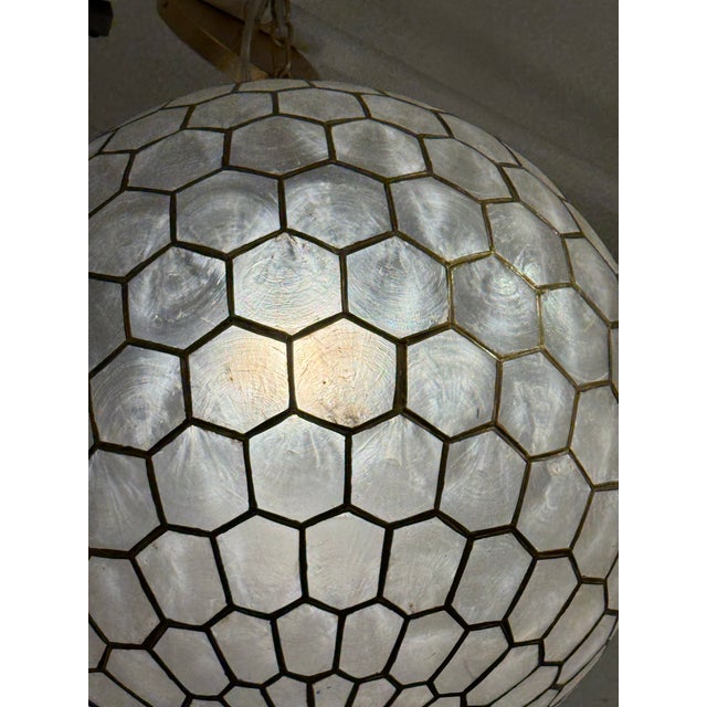 2020s Serena & Lily Capiz Honeycomb Pendant Light For Sale - Image 5 of 12