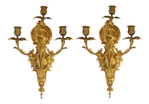 Pair of Bronze Gilt French Sconces, Late 19th Century