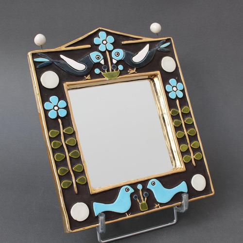 Vintage Ceramic Wall Mirror by Mithé Espelt, 1970s For Sale - Image 3 of 18
