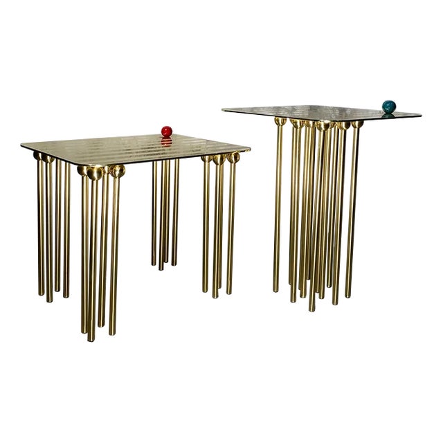 Small Sculptural SHIBUYA Tables in Brass by Alessandro Iovine, 2021, Set of 2 For Sale