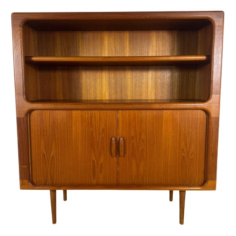 Vintage Teak Bookcase with Retractable Doors from Dyrlund, Denmark, 1960s For Sale