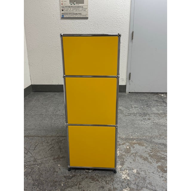 Metal Fritz Haller for Usm Haller Three Drawer Chest, Golden Yellow For Sale - Image 7 of 12