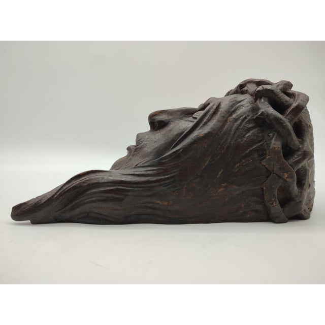 Large Ecce Homo Sacred Relief of Christ's Head in Walnut, 1720s For Sale - Image 10 of 13