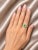 Traditional Late 20th Century 14K Yellow Gold Emerald Diamond Cocktail Ring Estate, Size 6.75 For Sale - Image 3 of 3
