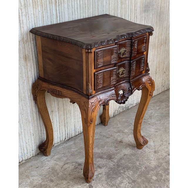 French Provincial 19th Century French Bedsides Tables With Carved Drawers - a Pair For Sale - Image 3 of 13
