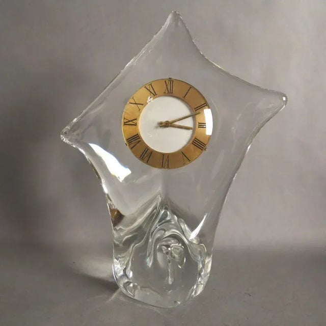 Glass Table Clock from Cristallerie Schneider, 1950s, in Very Good conditions. Designed 1950 to 1959 I have official proof...