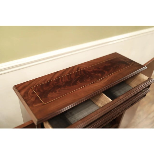 Round Expanding Dark Mahogany Dining & Poker Table With Two-Leaf Storage Cabinets by AntiquePurveyor For Sale - Image 11 of 12