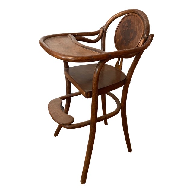 Bentwood Childrens Highchair with Embossed Felix the Cat Motif, 1920s For Sale