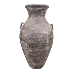Vintage Rustic Mediterranean Terracotta Amphora Floor Vase