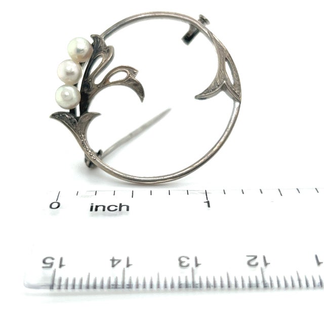 1990s Mikimoto Estate Akoya Pearl Brooch Pin Sterling Silver For Sale - Image 12 of 12