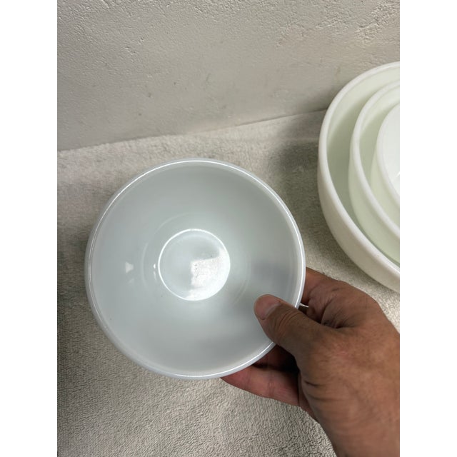 1950s Pyrex True Opal White Nesting Mixing Bowl Unmarked Milk Glass No Pattern For Sale - Image 9 of 9