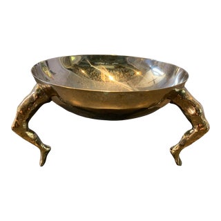 1990s Michael Aram Handcrafted Silver Bowl With Three Branch Legs, Engraved For Sale