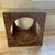 This is a vintage Lane cube side table with circle cut outs and smoked glass top. It has now been painted in a signature...