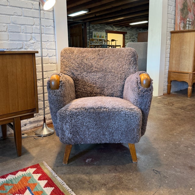Vintage 1930s-40s Scandinavian designer club chair in the manner of Fritz Hansen or Carl Malmsten. This eclectic but...