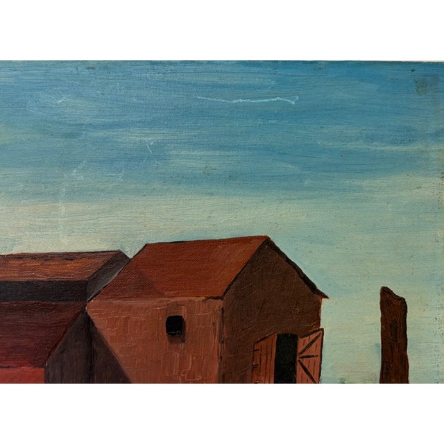 Mid 20th Century Folk Art Red Barn Painting - New Hampshire For Sale - Image 5 of 7