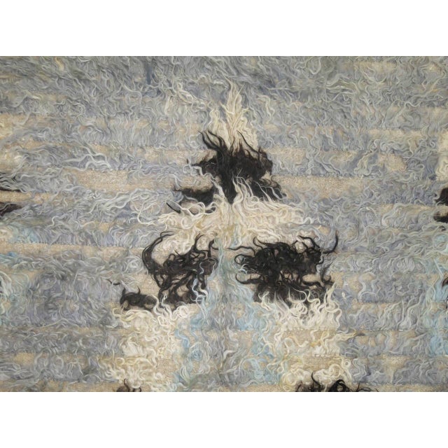 Powder Blue Abstract Vintage Turkish Tulu Mid-20th Century Shag Rug For Sale - Image 4 of 18