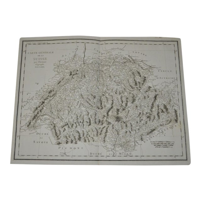 1781 General Map of Switzerland by Clermont Geographer For Sale