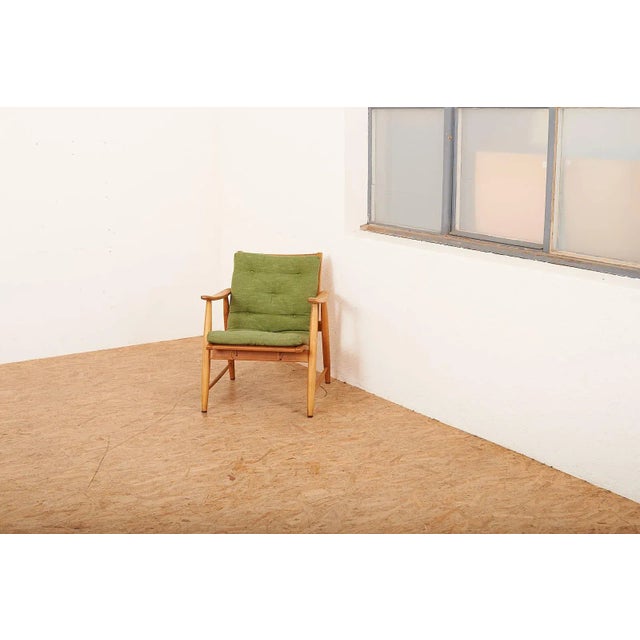 Armchair Ronco in Solid Wood frame & Green Fabric Cover by Jacob Müller for Wohnhilfe, 1950s For Sale - Image 11 of 12