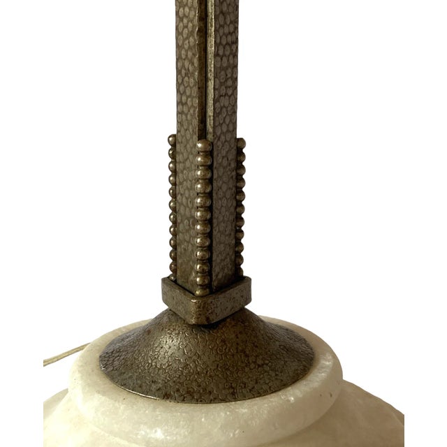 Art Deco Pink Table Lamp Attributed to Edgar Brandt, Muller Freres Luneville, France, 1930s For Sale - Image 6 of 13