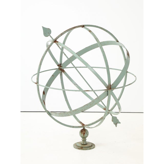 Celadon Painted English Mid-20th Century Iron Armillary For Sale - Image 14 of 15