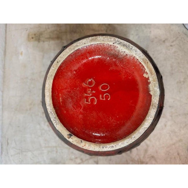 Mid-Century Modern Red Fat Lava Horses Vase by Scheurich, Western Germany, 1960s For Sale - Image 3 of 12