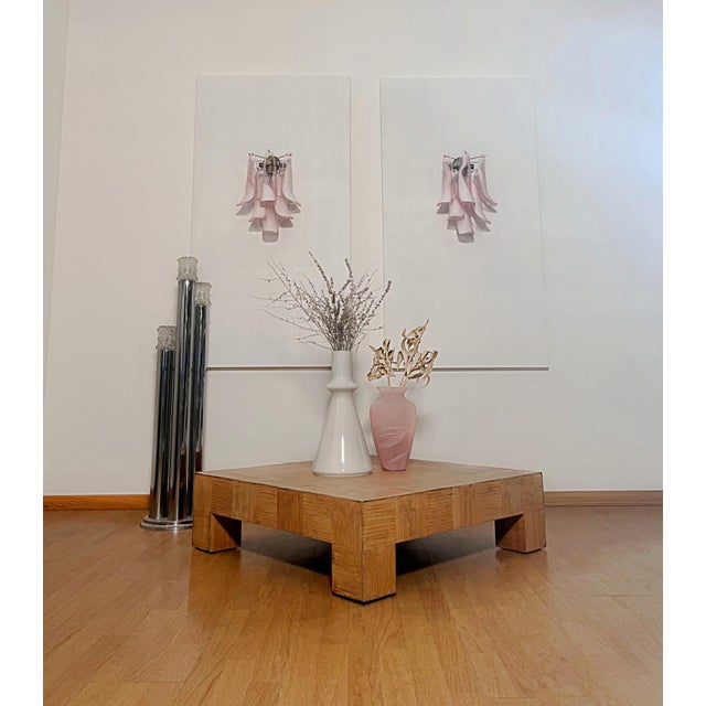 Vintage Italian Murano Wall Lights with Pink Lattimo Glass Petals in the manner of Mazzega, 1990, Set of 2 For Sale - Image 9 of 18