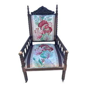 Antique English Bobbin Chair in Chintz