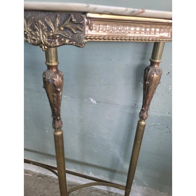 Louis XVI Style Console in Gilded Brass, 1950s For Sale - Image 4 of 13