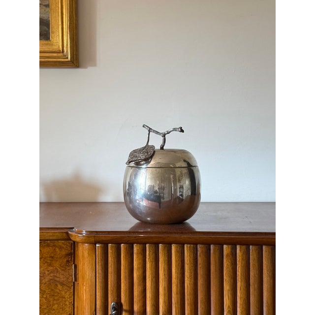1970s Modern Silver-Plated Apple Wine Cooler / Ice Bucket, Teghini Firenze For Sale - Image 4 of 12
