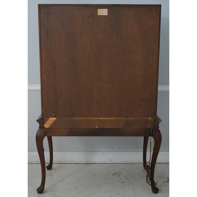 Burl Walnut Chinoiserie Form Tv Media Bar Cabinet For Sale - Image 15 of 16
